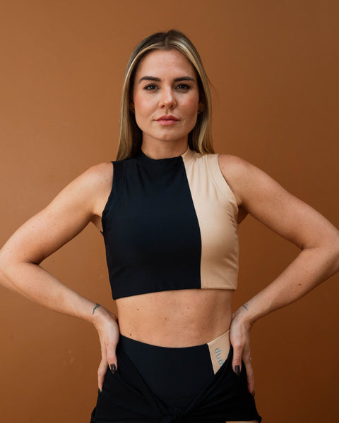 Cropped Atenas - Preto/Camel