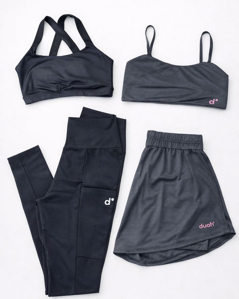 Combo Conjunto Versa Cinza + Conjunto Basic Preto P