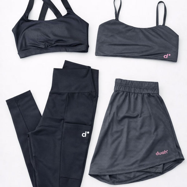 Combo Conjunto Versa Cinza + Conjunto Basic Preto M