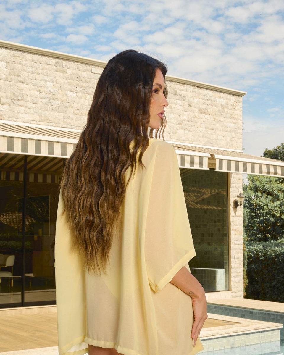 Saída Kimono Indonésia - Amarelo