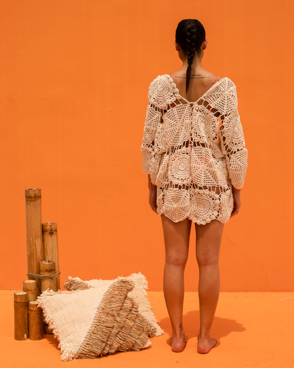 Kimono Crochê Califórnia - Natural