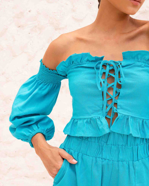 Cropped Marbella - Azul