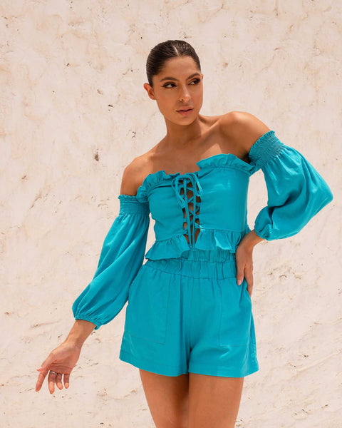 Cropped Marbella - Azul
